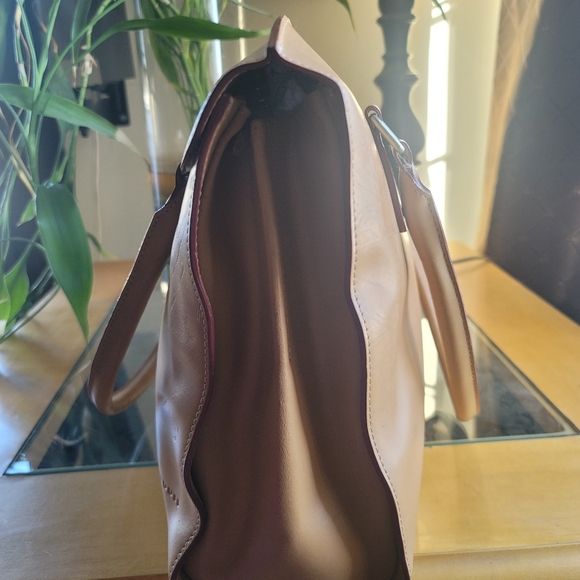 Lodis Audrey Leather Briefcase Shoulder bag Tan with red - Picture 5 of 16